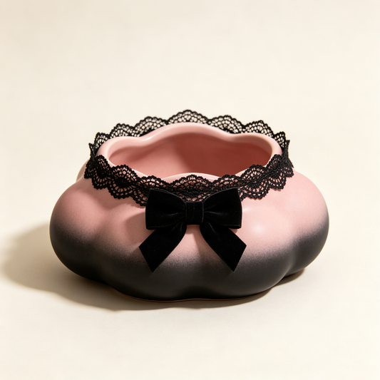 Pink Black Cloud Lace Bow Planter