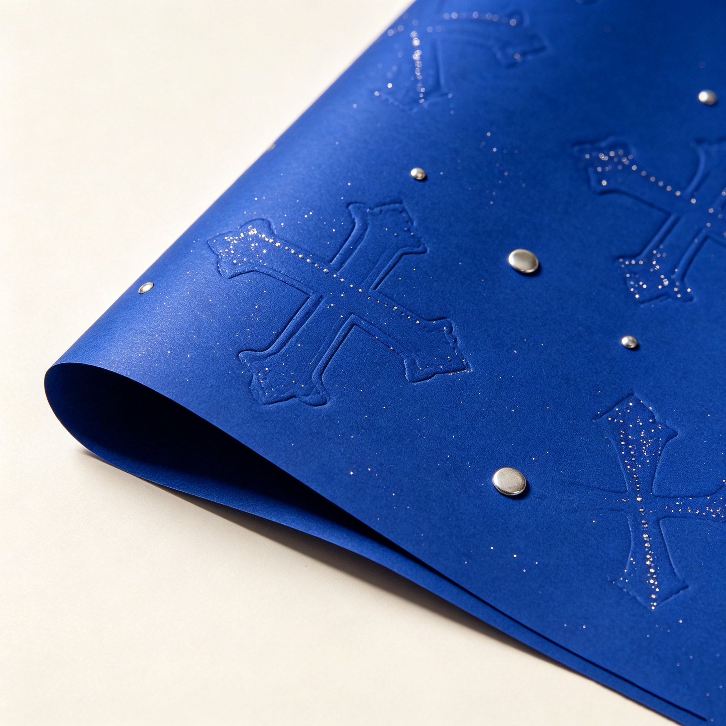 Royal Blue Cross Rivet Wrapping Paper