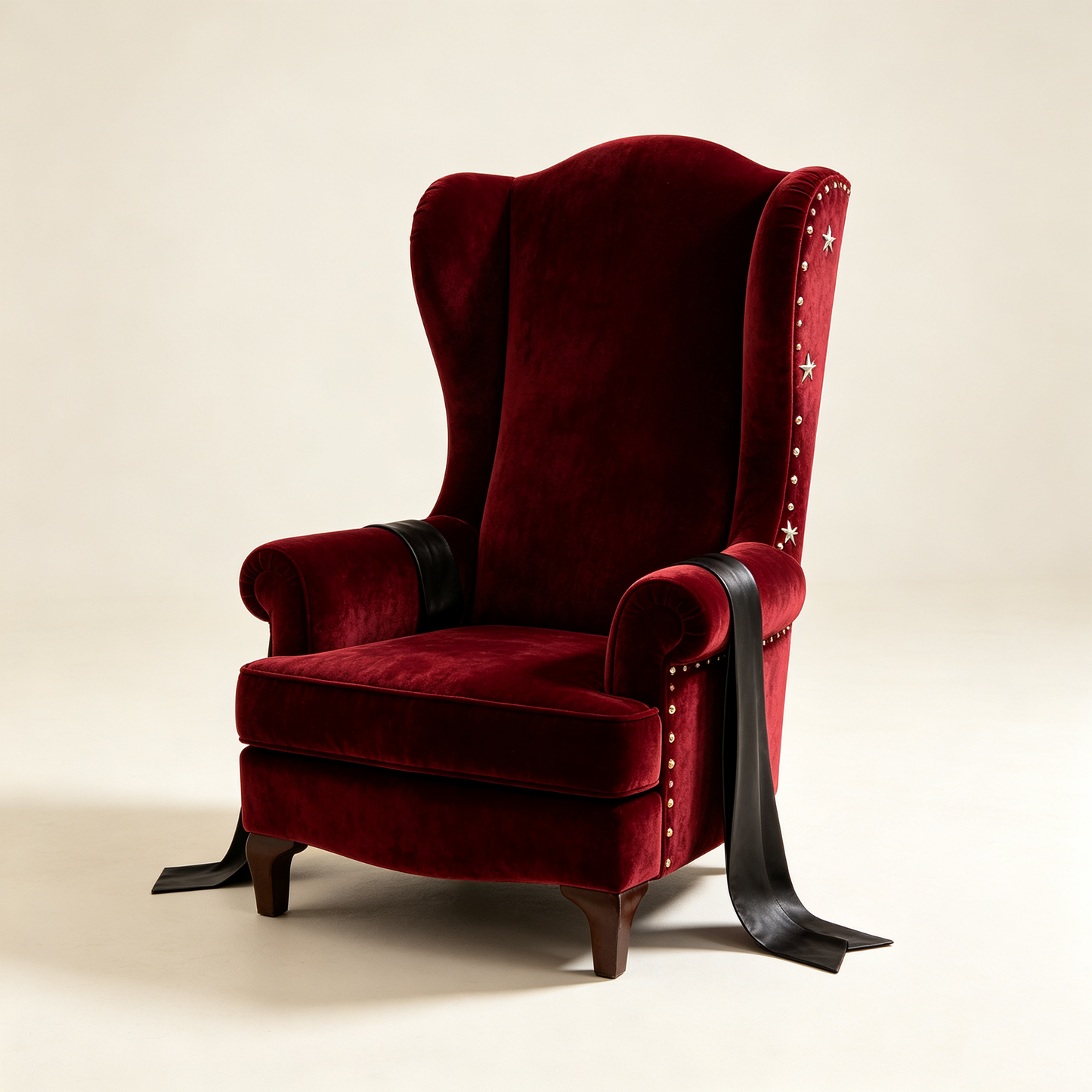 Wine Red Wingback Star Stud Chair