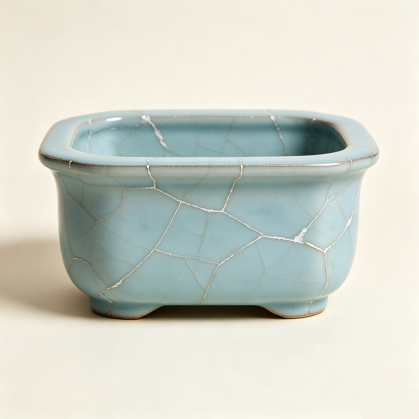 Sky Blue Crackle Square Planter