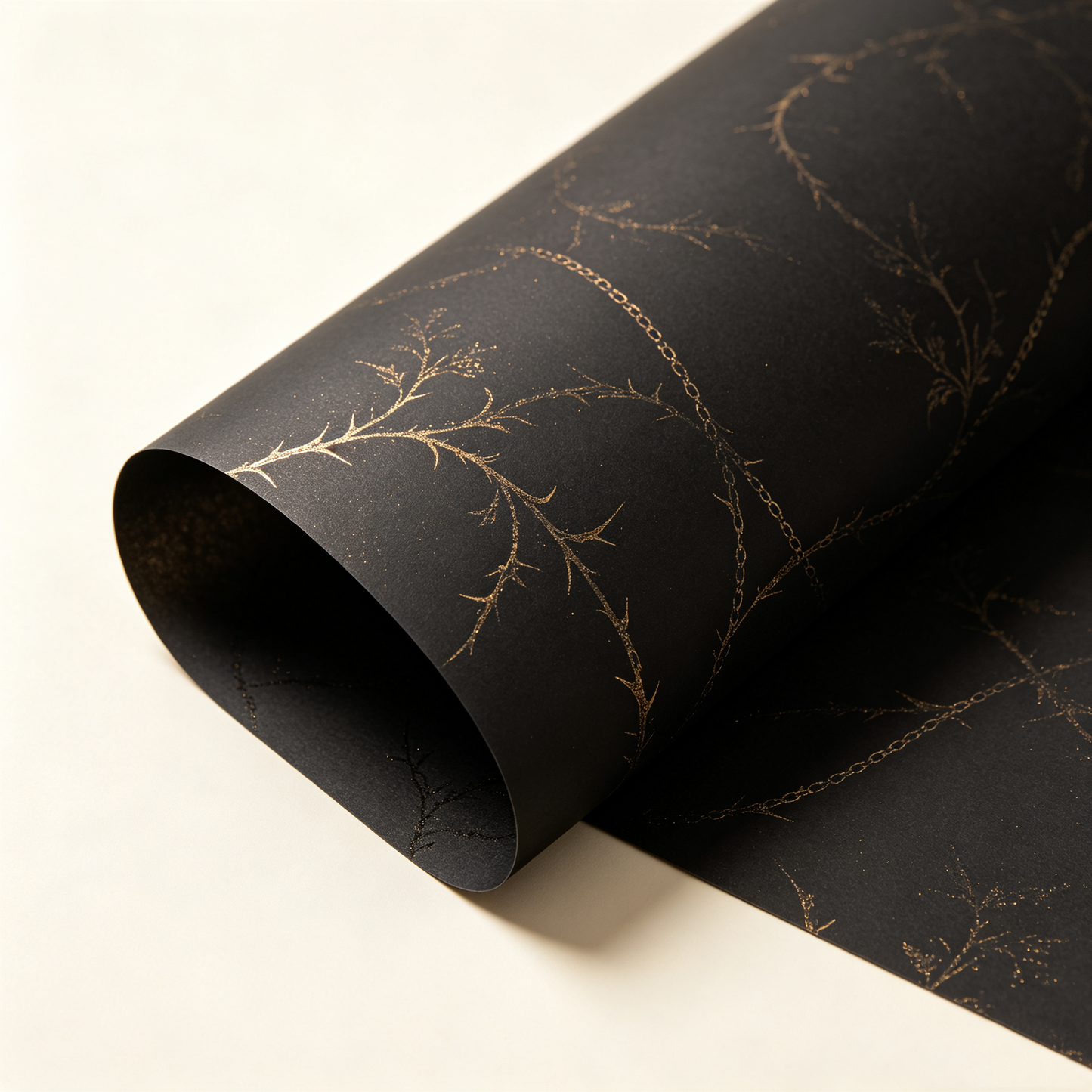 Black Gold Thorn Vine Wrapping Paper