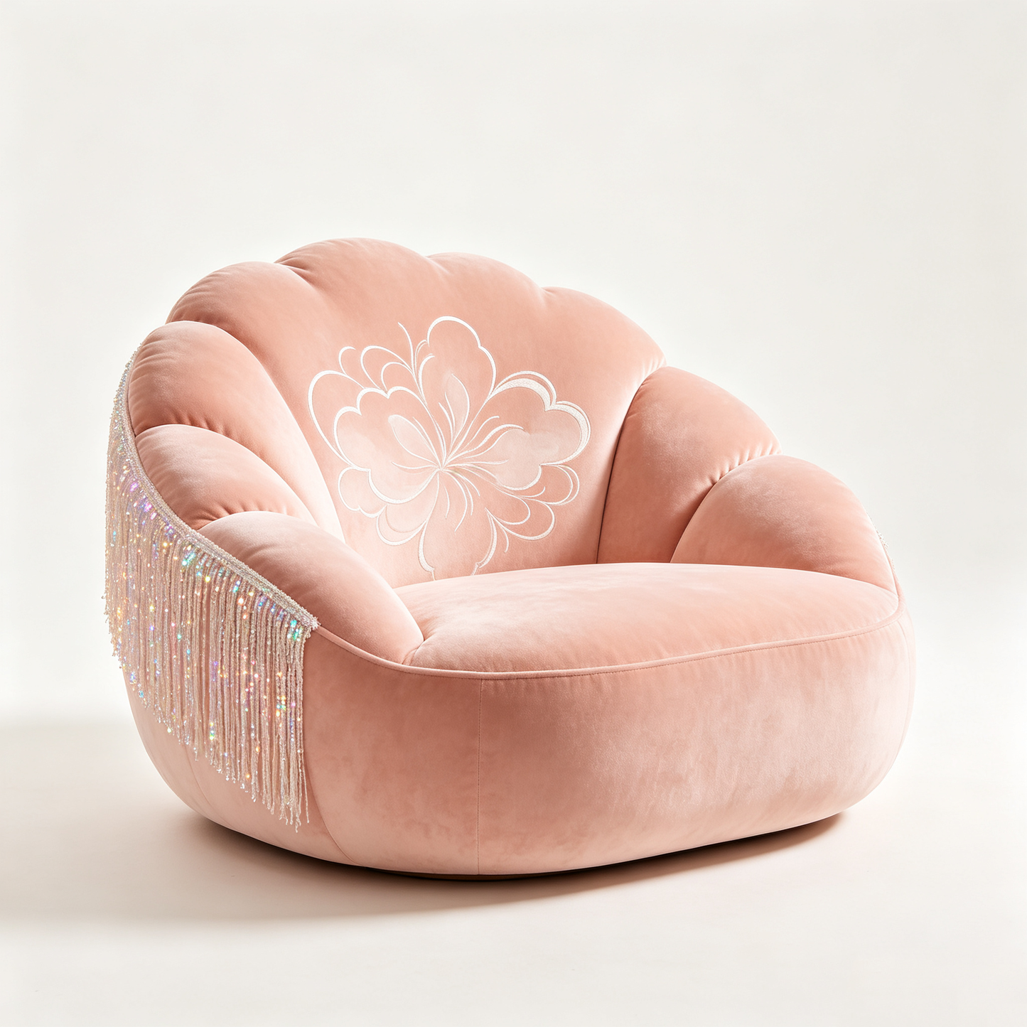 Blush Pink Velvet Petal Chair