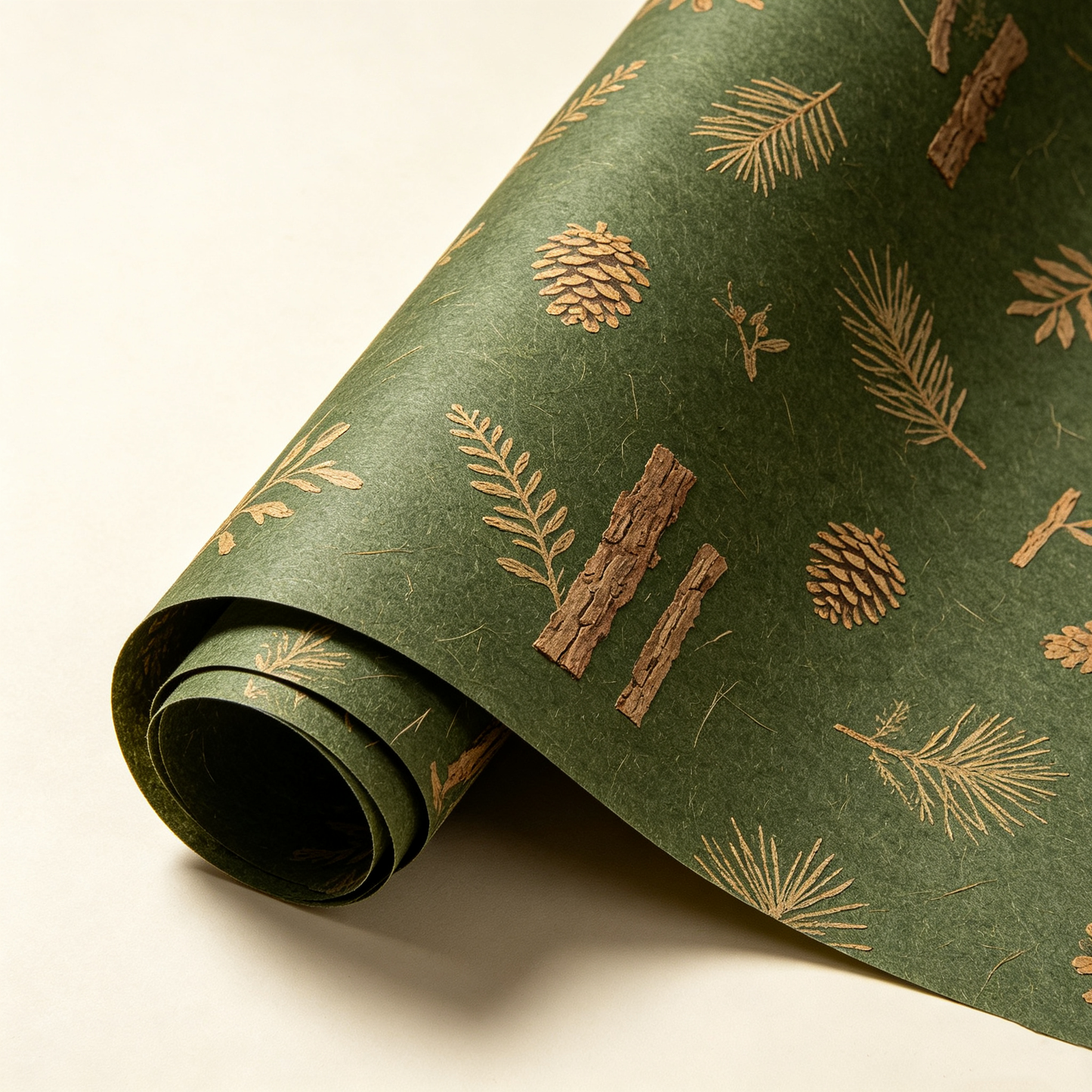 Forest Green Pinecone Wrapping Paper