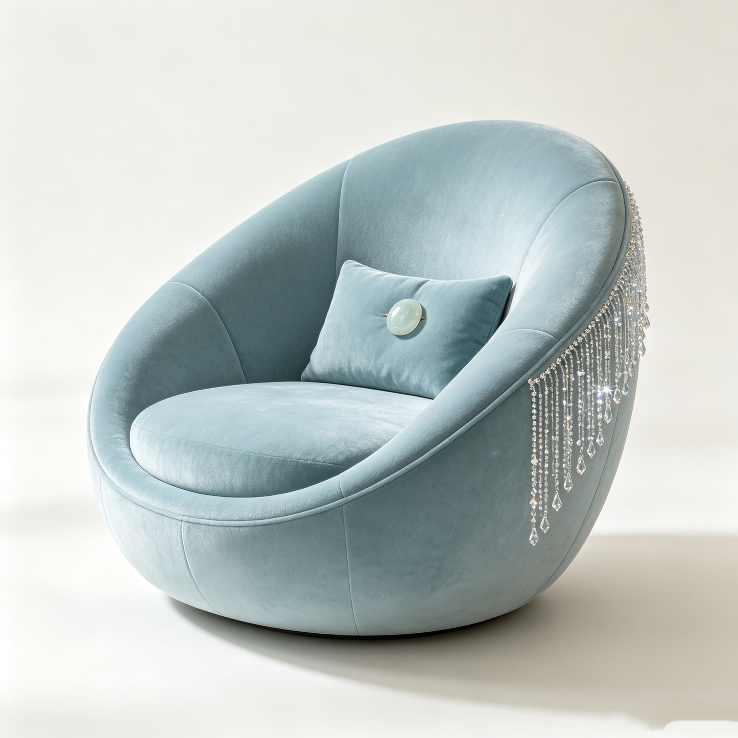 Powder Blue Egg Shell Velvet Chair