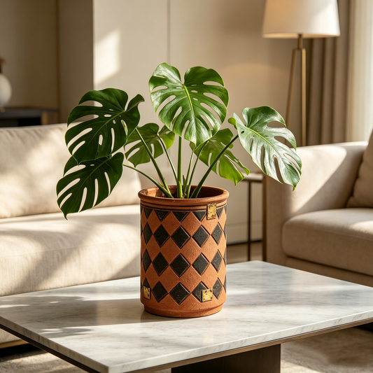 Terracotta Diamond Gold Patch Planter