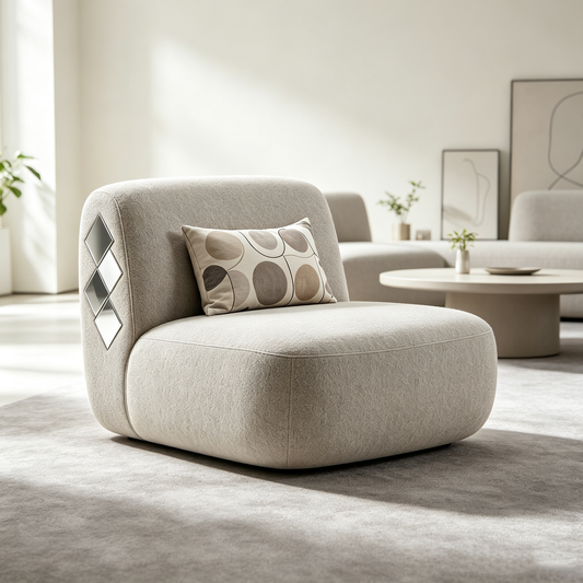 Grey Plush Diamond Mirror Chair