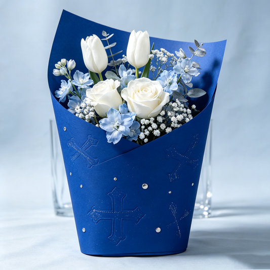 Royal Blue Cross Rivet Wrapping Paper