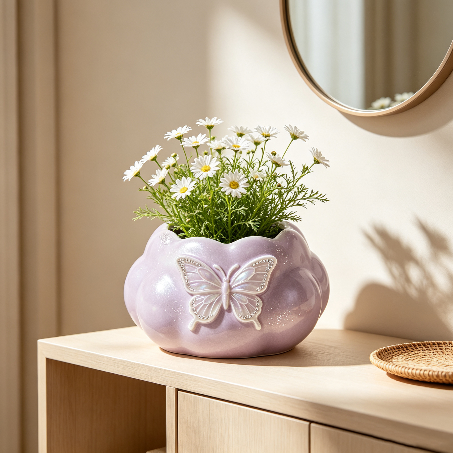 Lavender Cloud Butterfly Crystal Planter