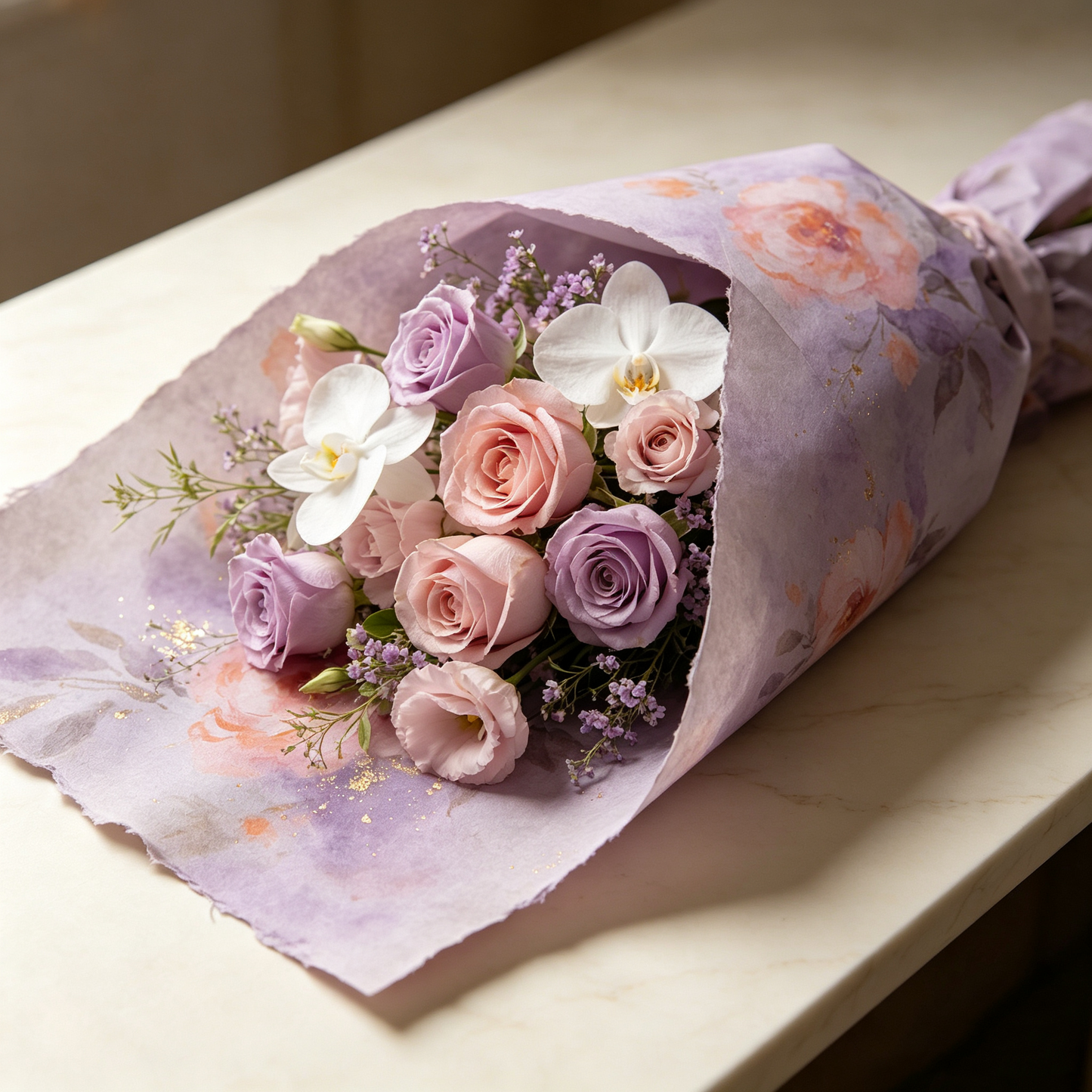Lavender Watercolor Rose Handmade Paper