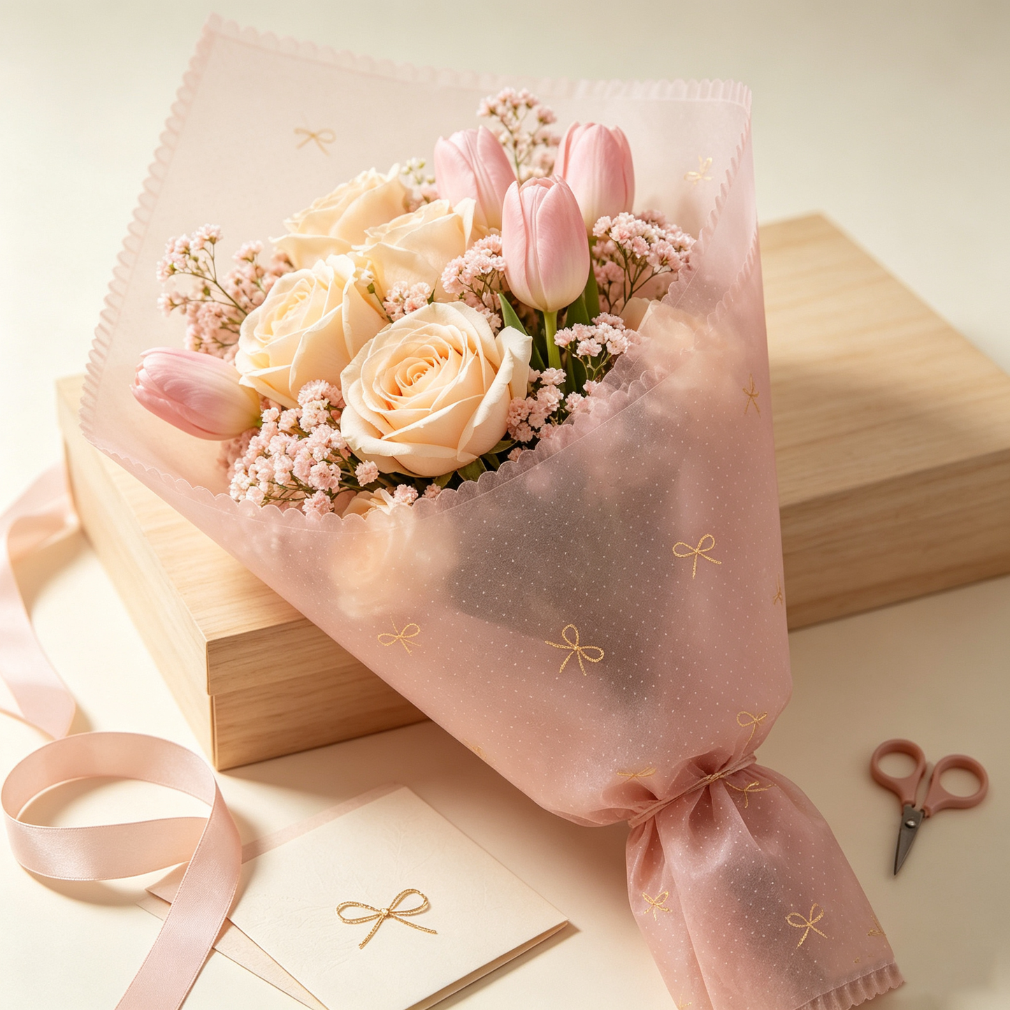 Pink Polka Dot Bow Wrapping Paper