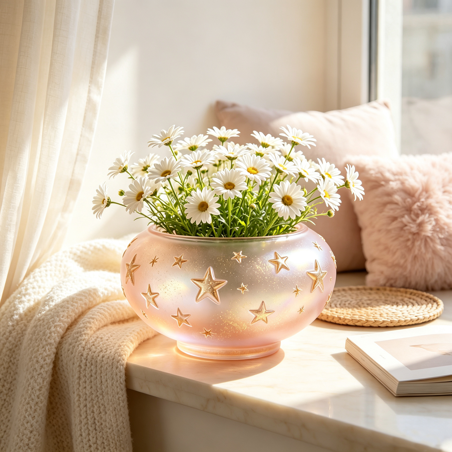 Blush Pink Pearl Glass Star Planter