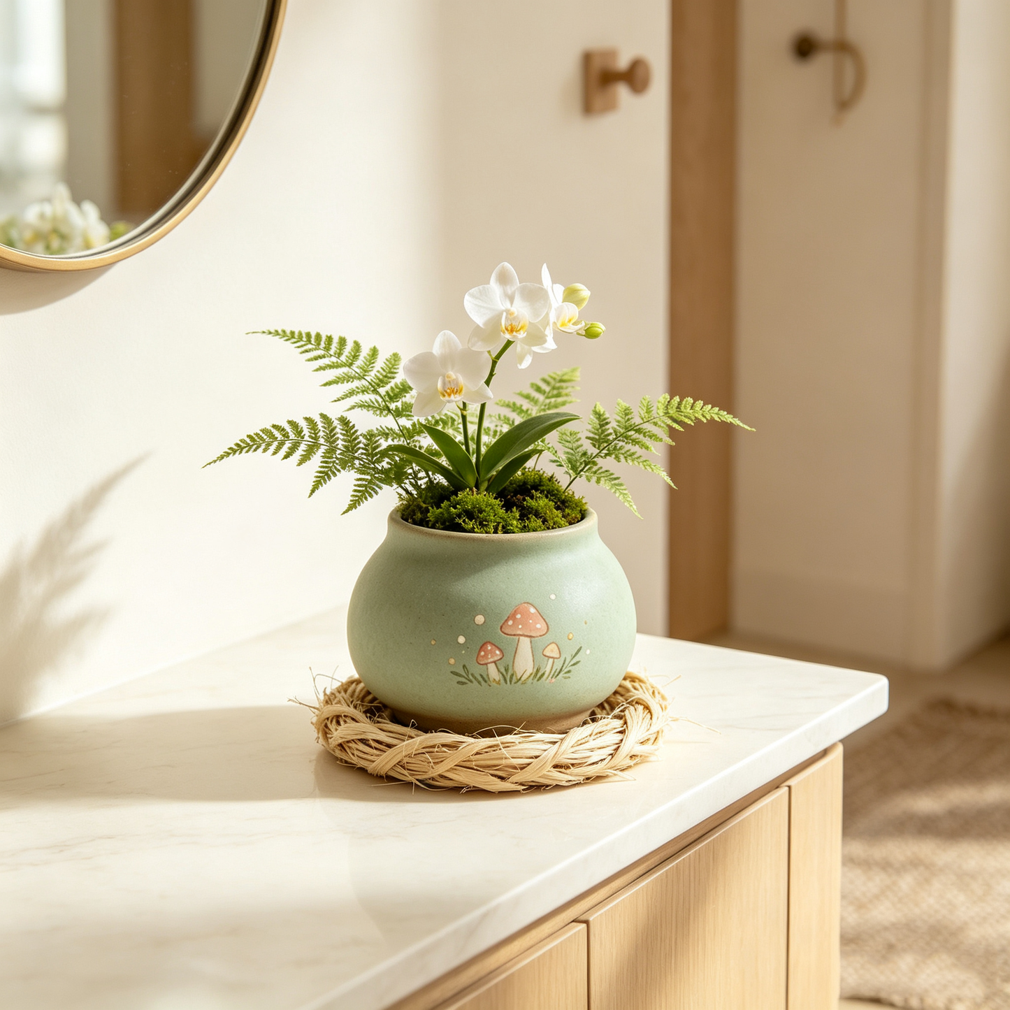 Mint Green Mushroom Planter