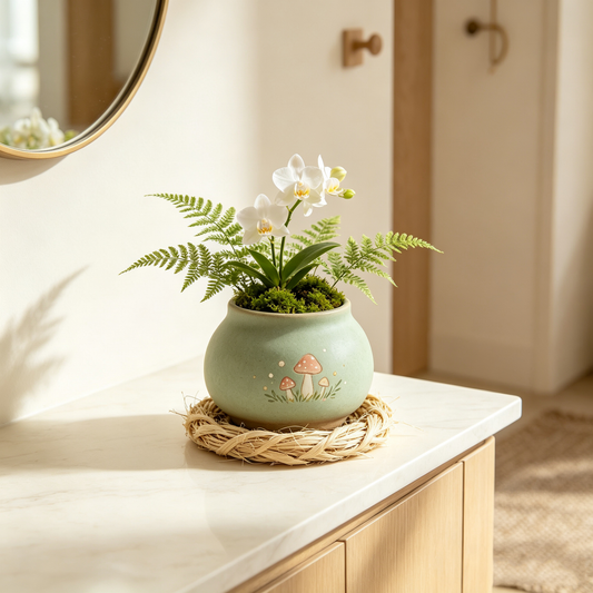 Mint Green Mushroom Planter