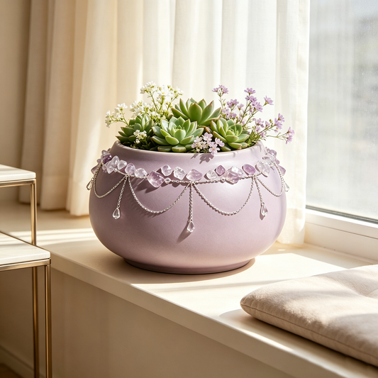 Lavender Fringe Charm Ceramic Planter