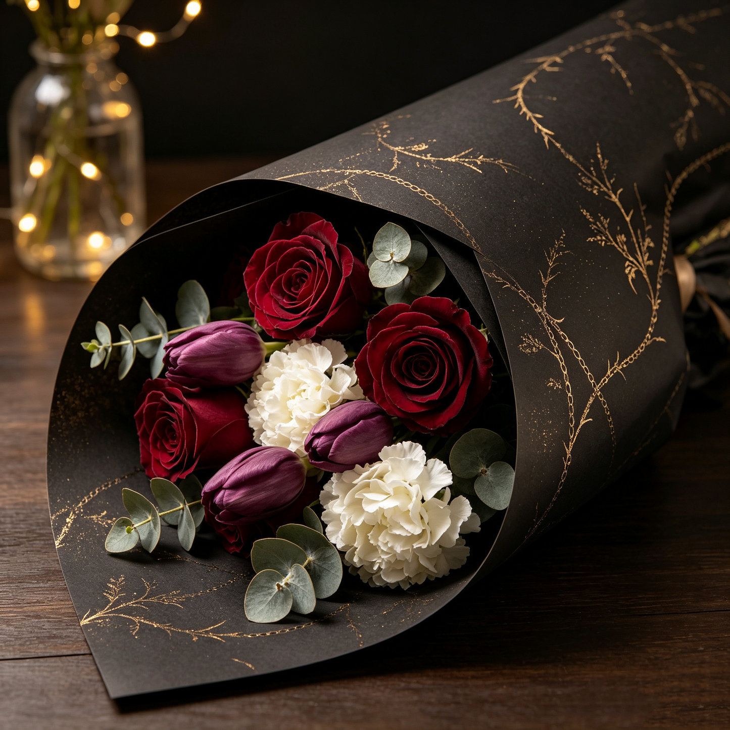 Black Gold Thorn Vine Wrapping Paper