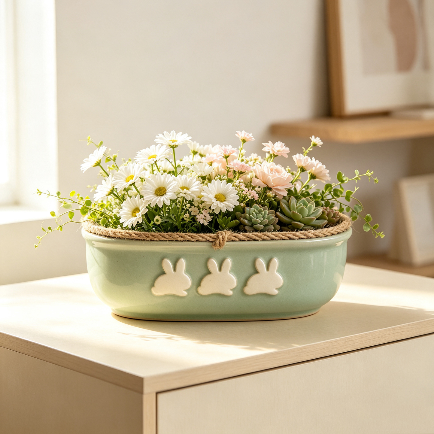 Sage Green Bunny Planter