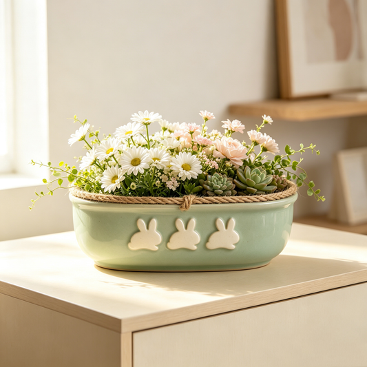 Sage Green Bunny Planter