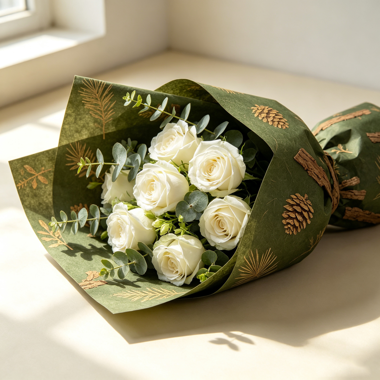 Forest Green Pinecone Wrapping Paper