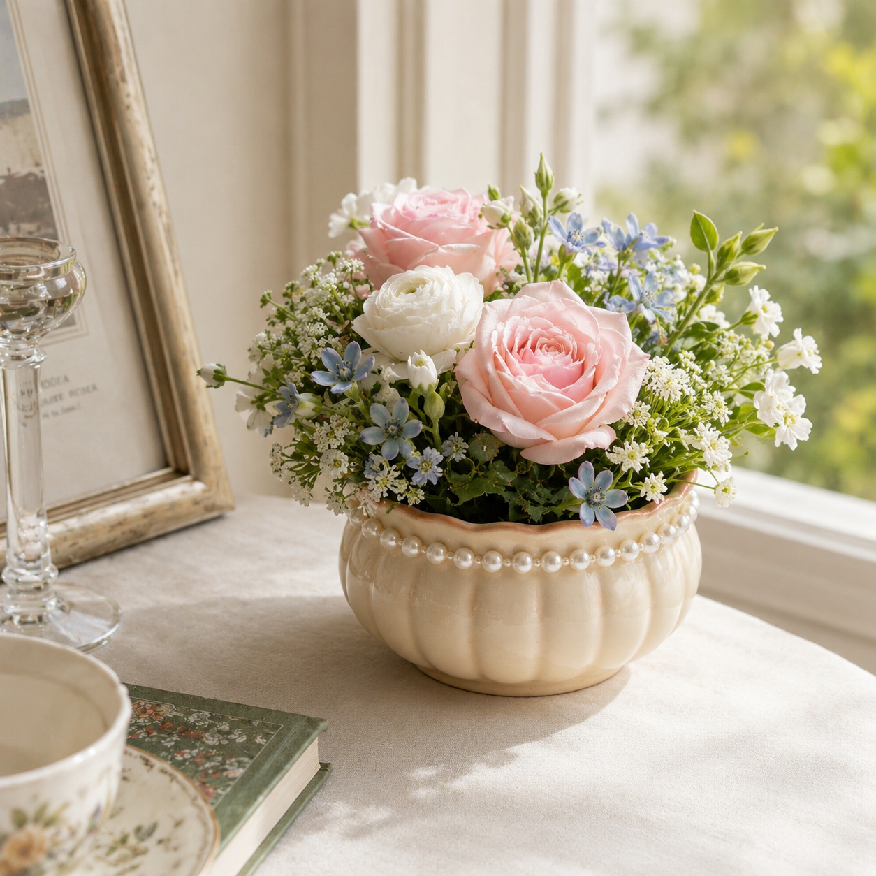 Cream Pearl Pumpkin Planter