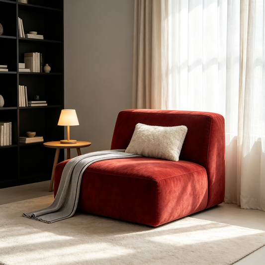 Red Velvet Modular Lounge Chair