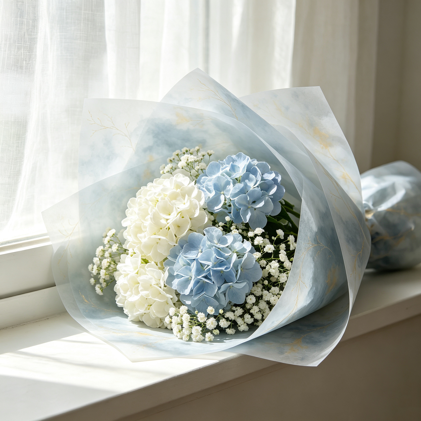 Sky Blue Cloud Gold Wrapping Paper