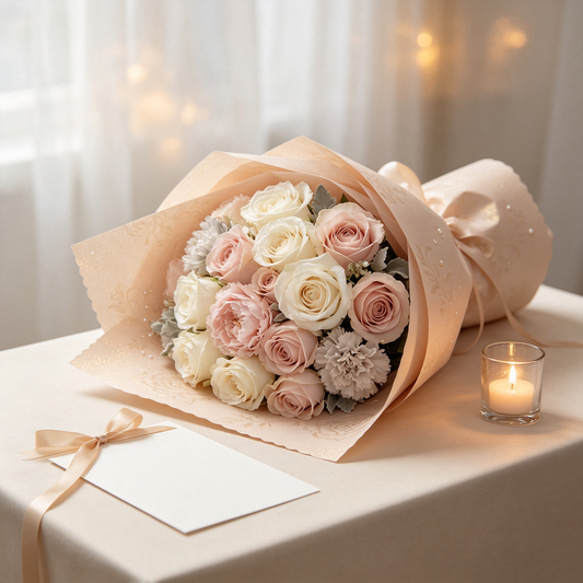 Ivory Pearl Rose Wrapping Paper