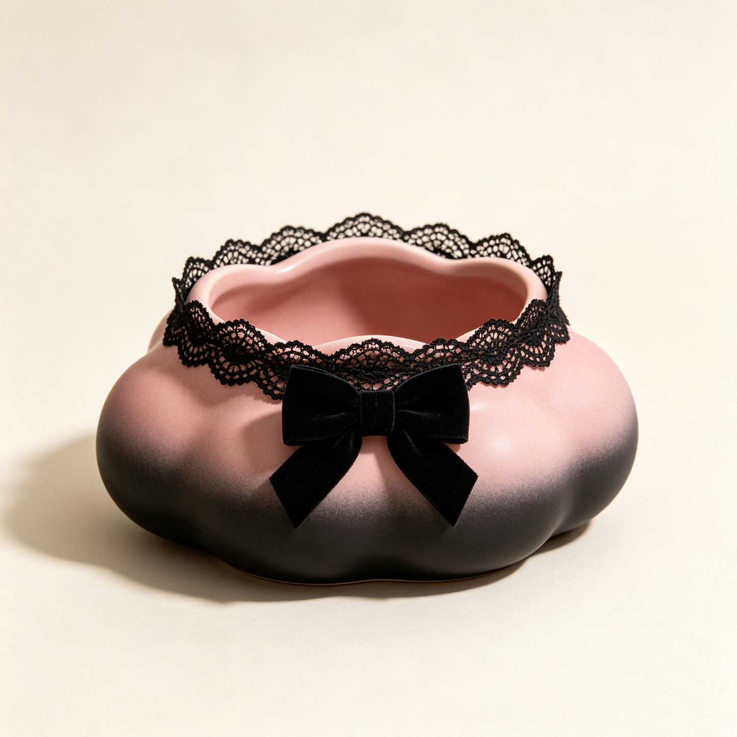 Pink Black Cloud Lace Bow Planter