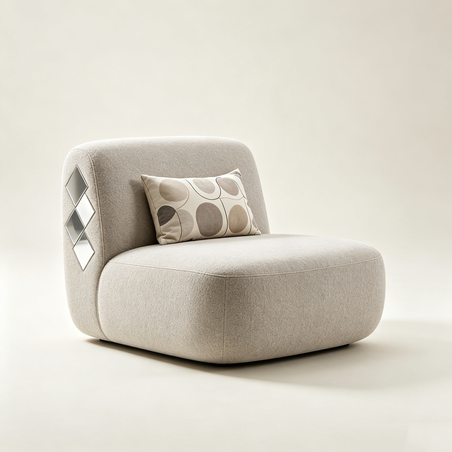 Grey Plush Diamond Mirror Chair