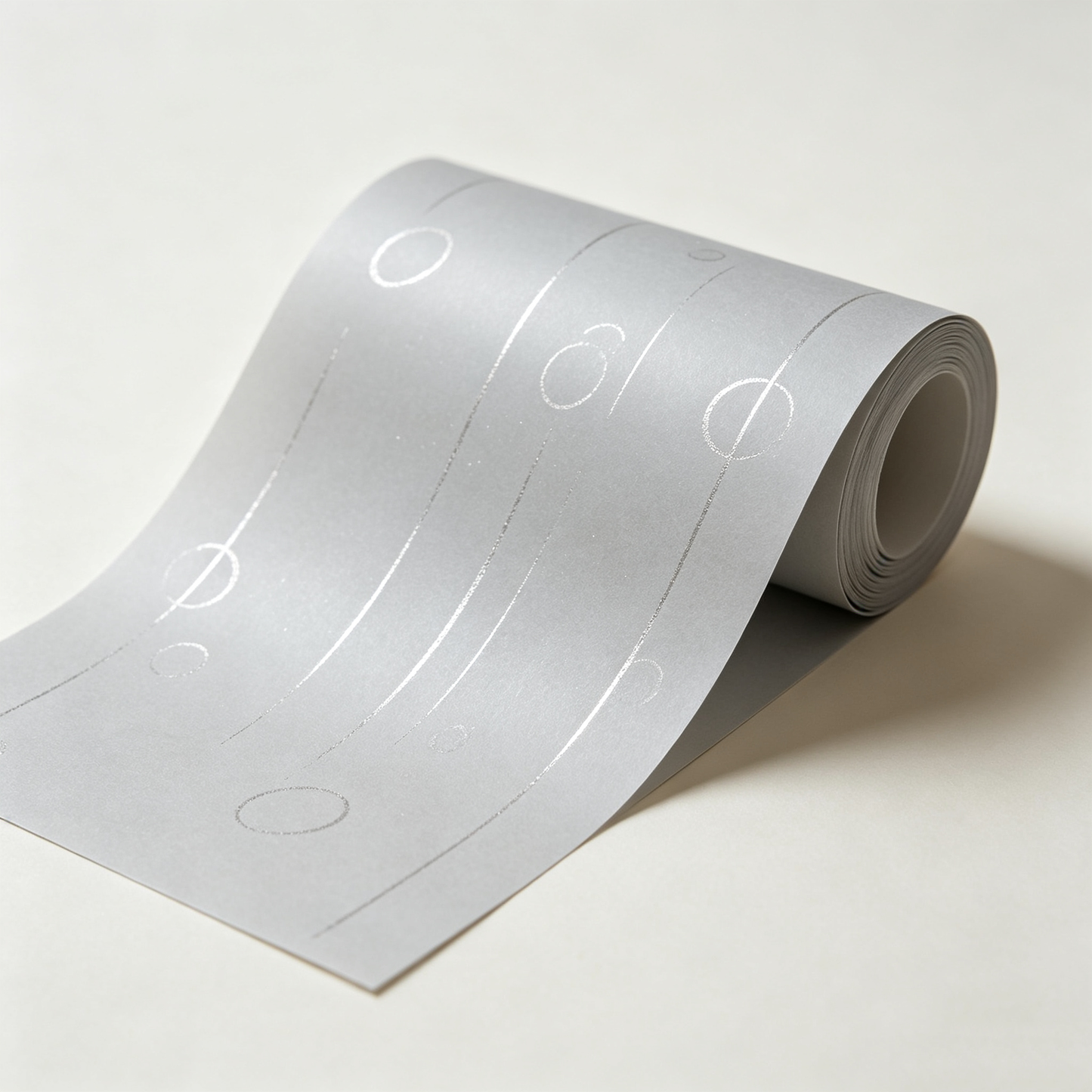 Grey Silver Circle Line Wrapping Paper