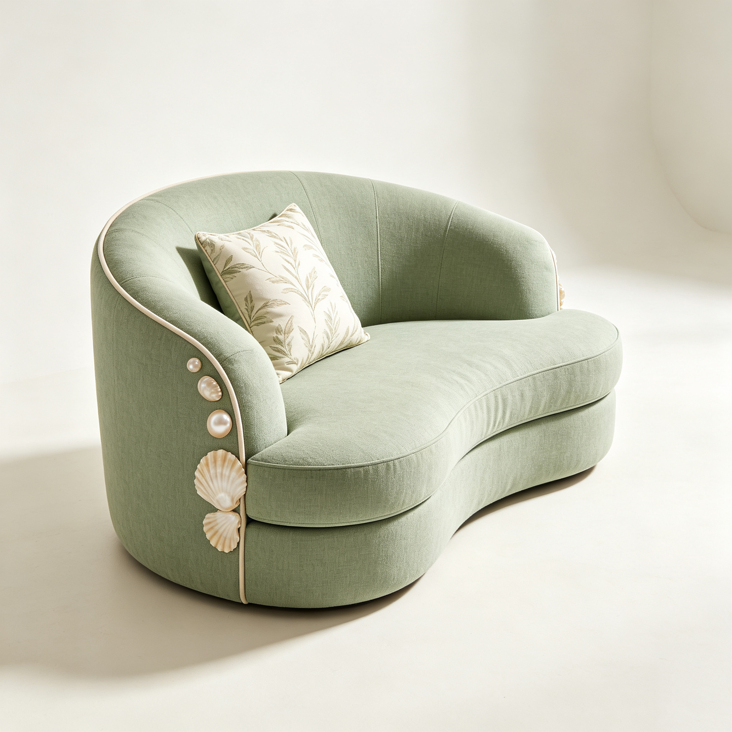 Sage Green Arc Shell Pearl Chair