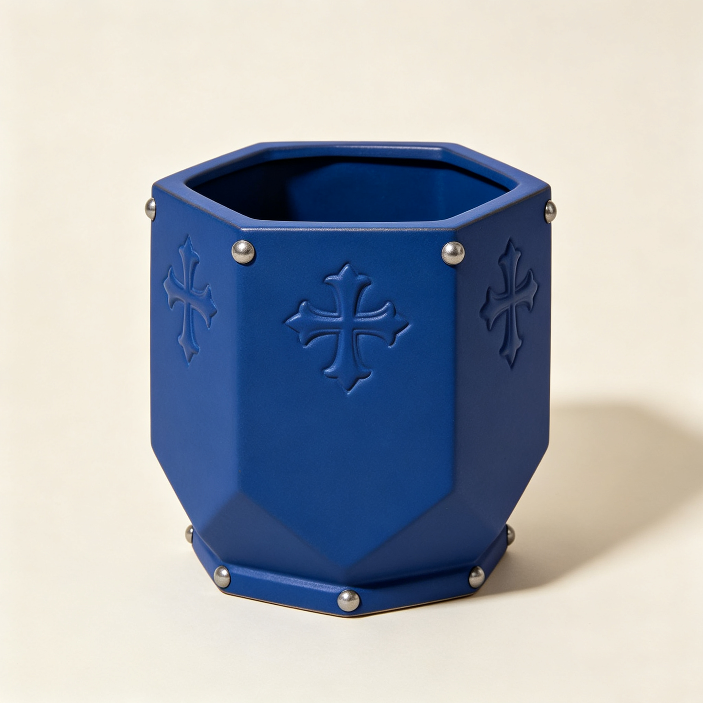 Navy Octagon Cross Rivet Planter