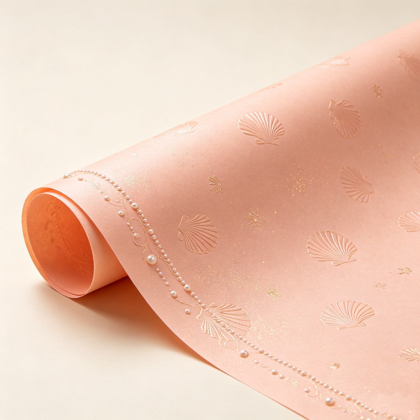 Blush Pink Shell Pearl Wrapping Paper