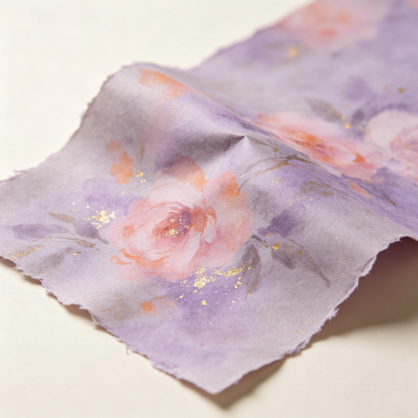 Lavender Watercolor Rose Handmade Paper