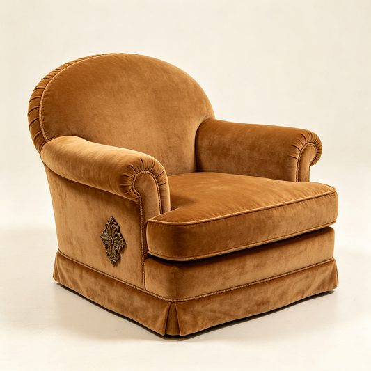 Caramel Retro Velvet Armchair