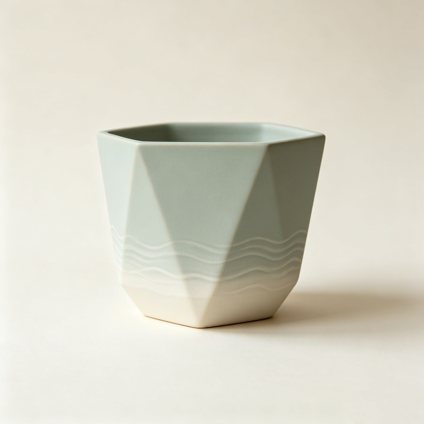 Mint Hexagon Faceted Cup Planter