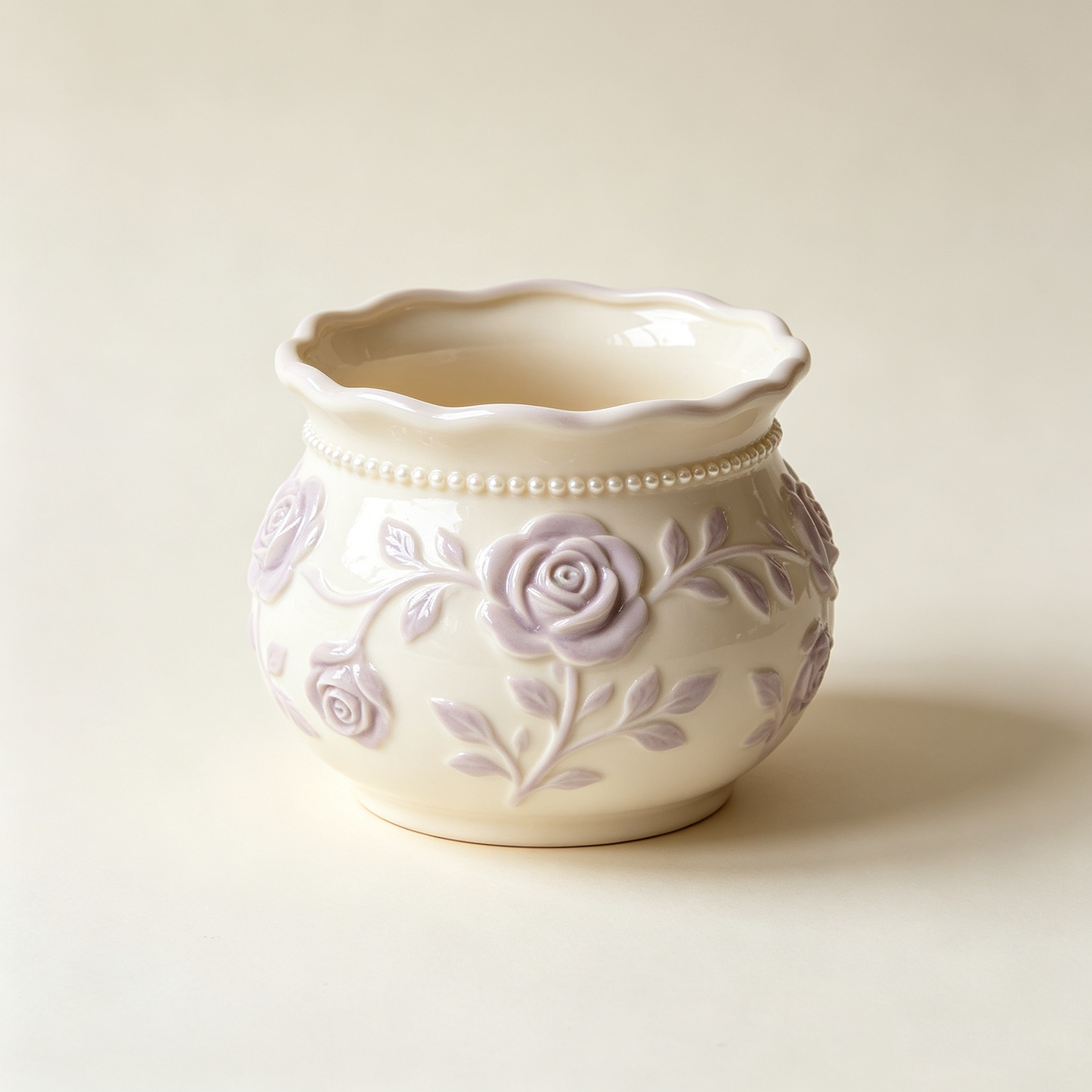 Ivory Pearl Lavender Rose Planter