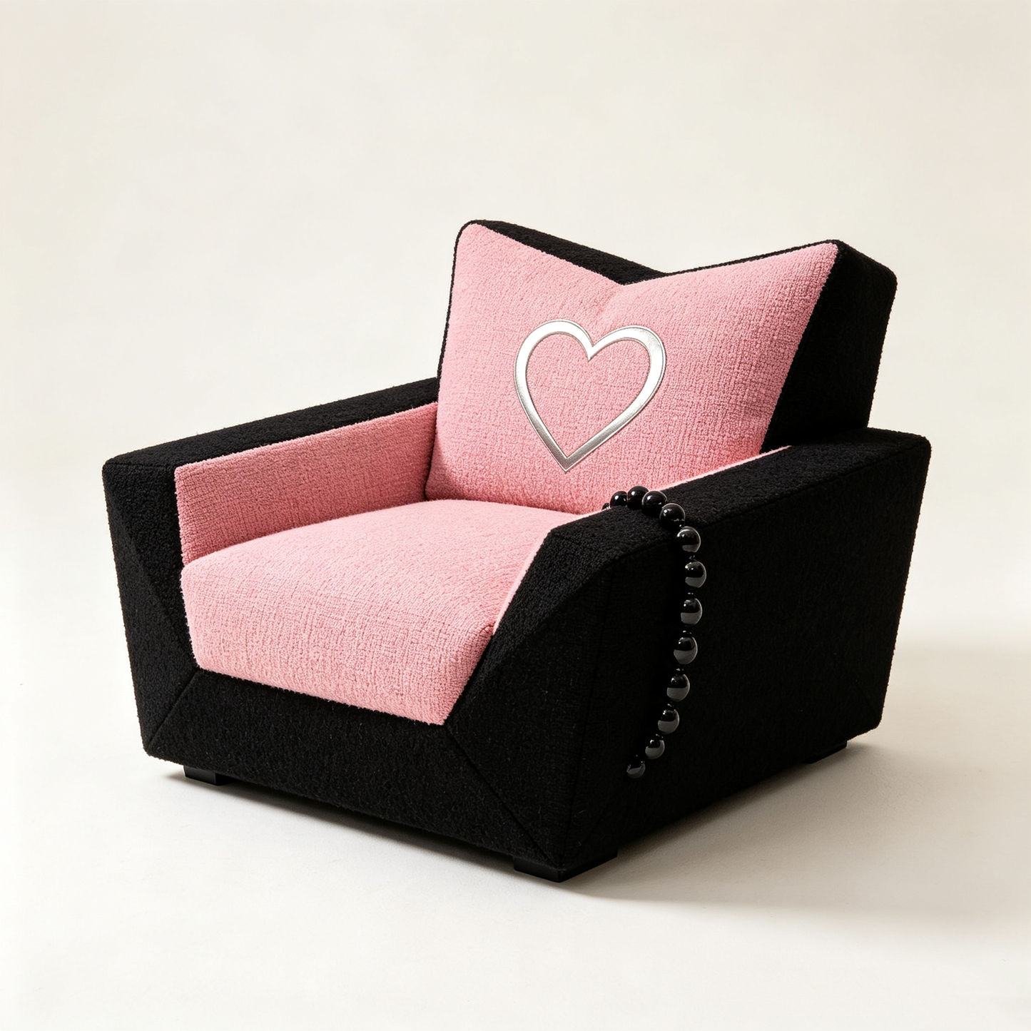 Pink Black Faux Fur Heart Chair