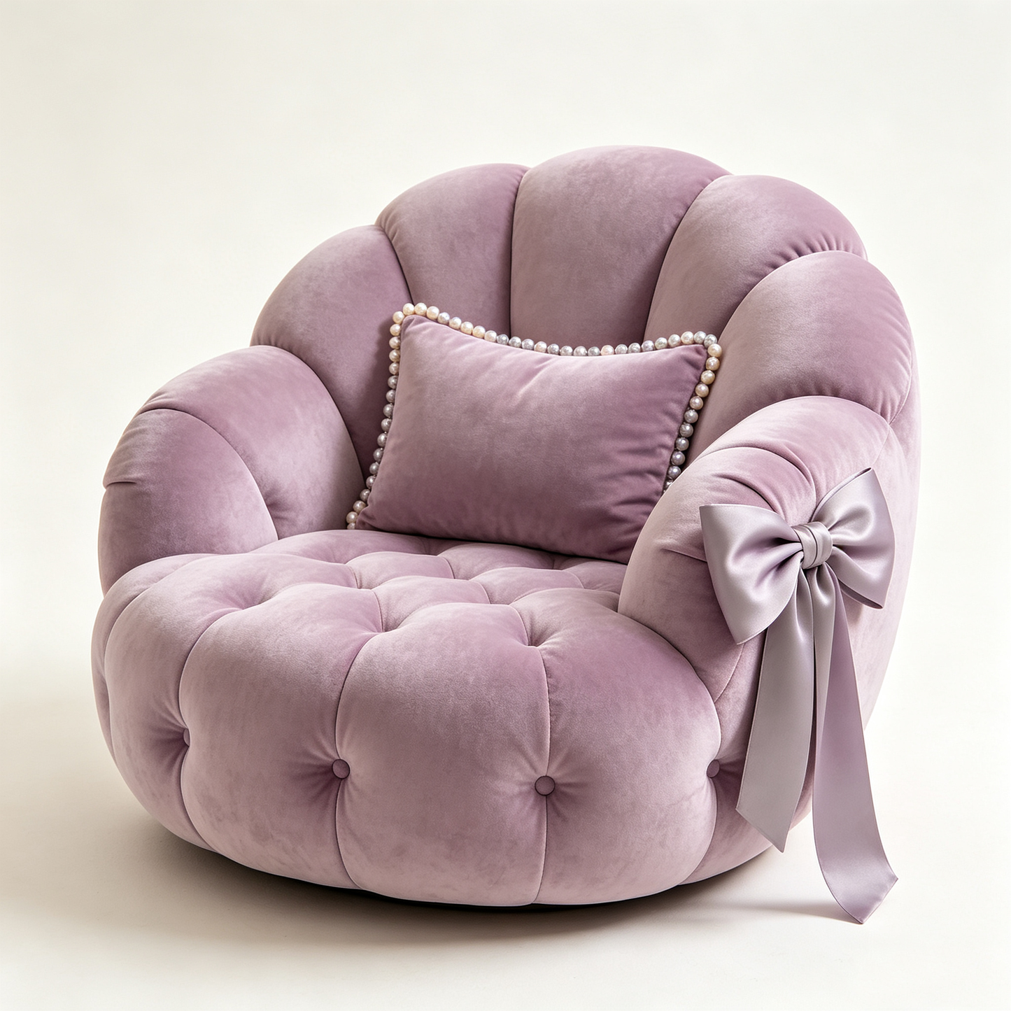 Lavender Tufted Velvet Bow Chair