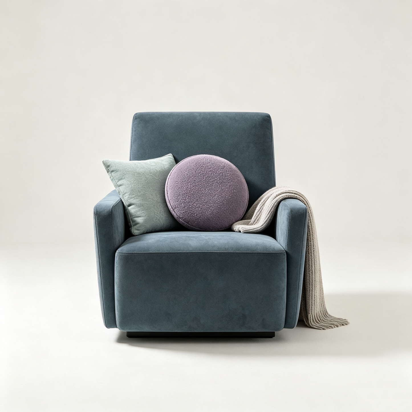 Grey Blue Modern Velvet Armchair