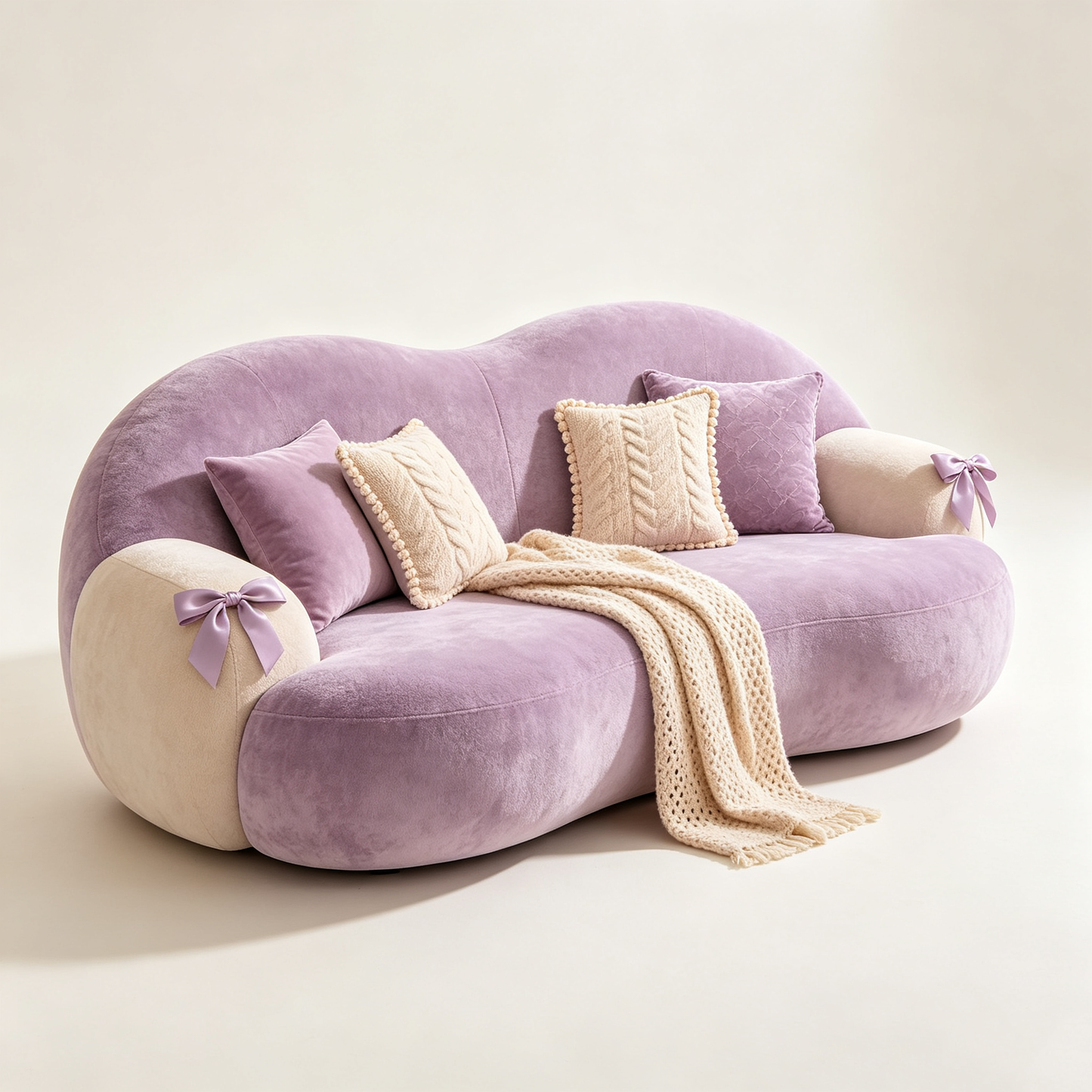 Lavender Velvet Loveseat with Satin Bows