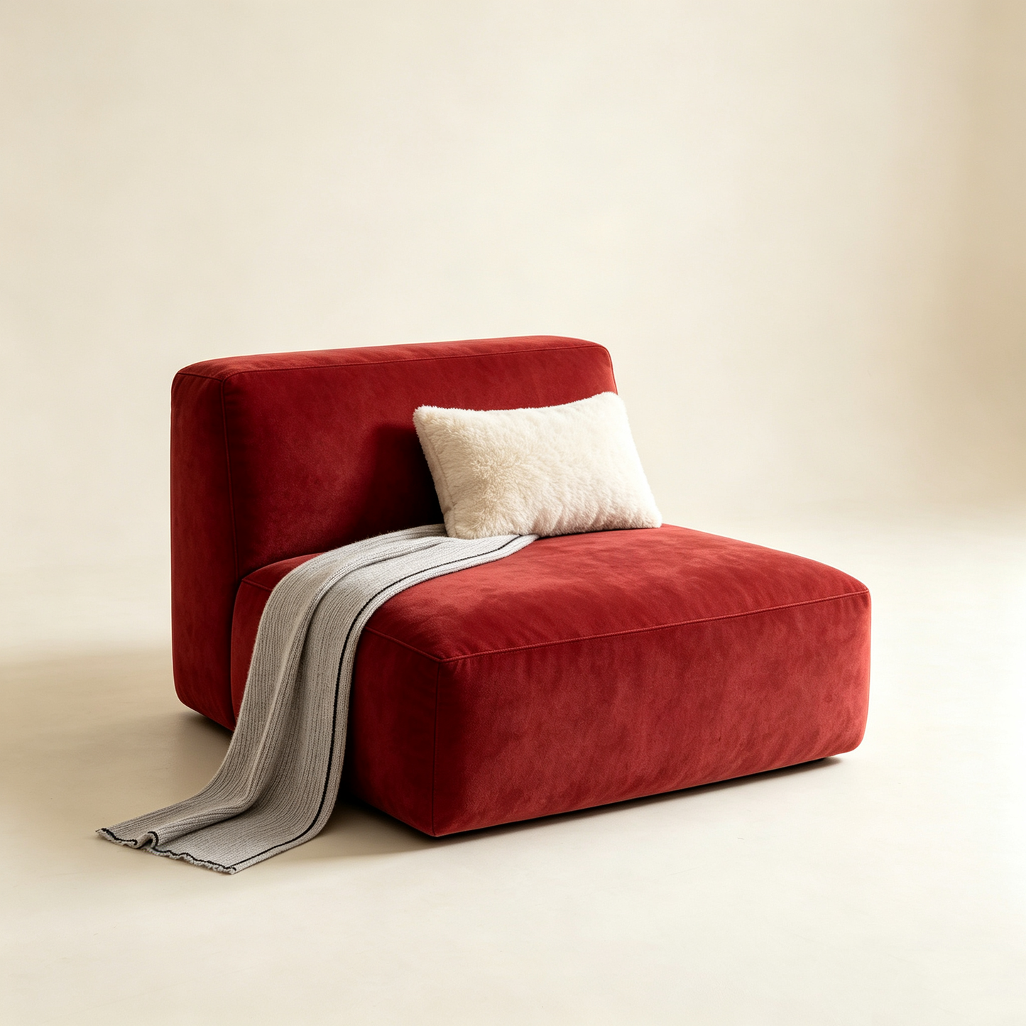 Red Velvet Modular Lounge Chair