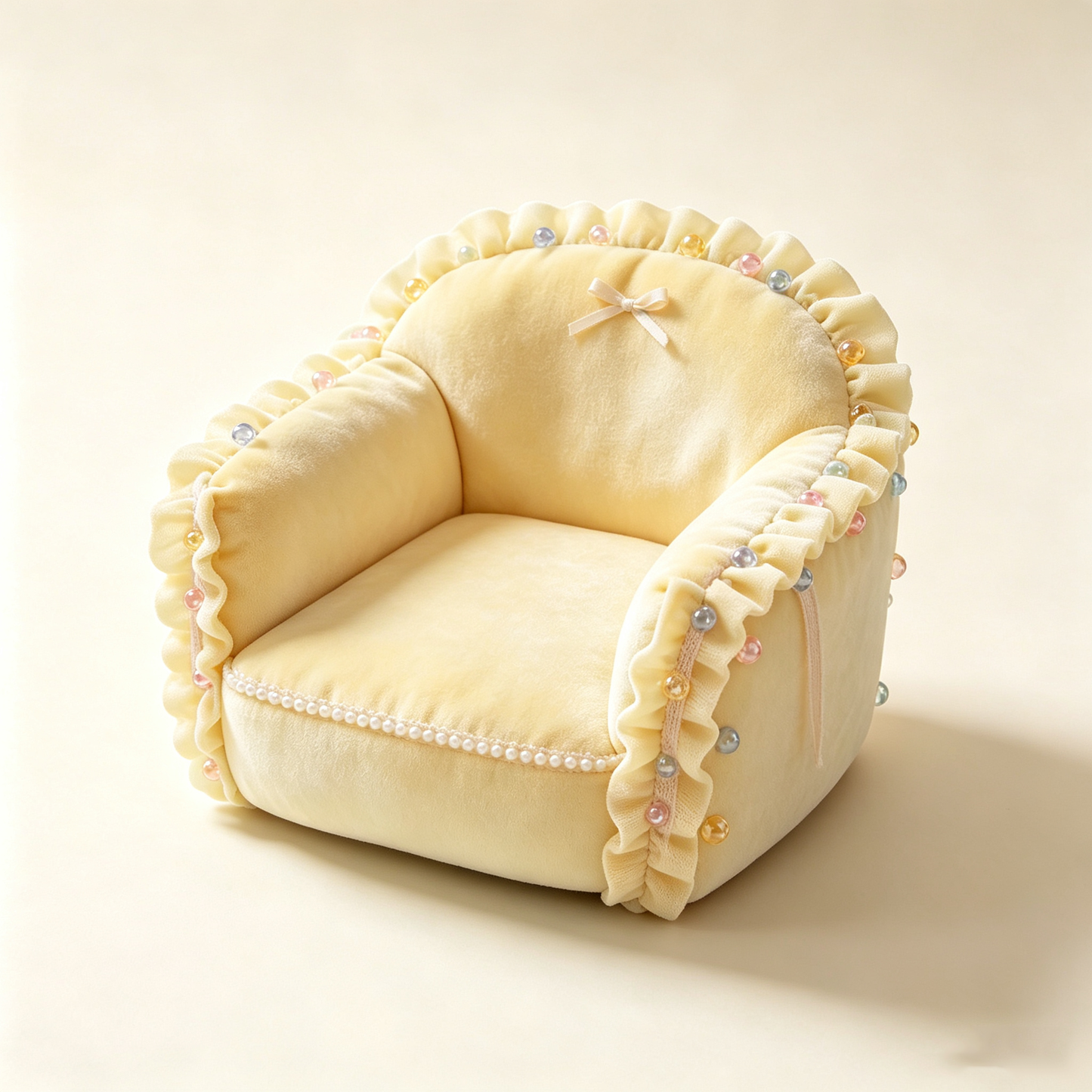 Butter Yellow Ruffle Pearl Mini Sofa