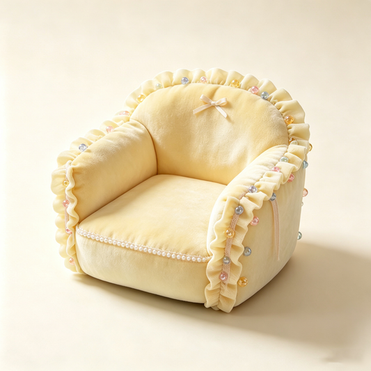 Butter Yellow Ruffle Pearl Mini Sofa