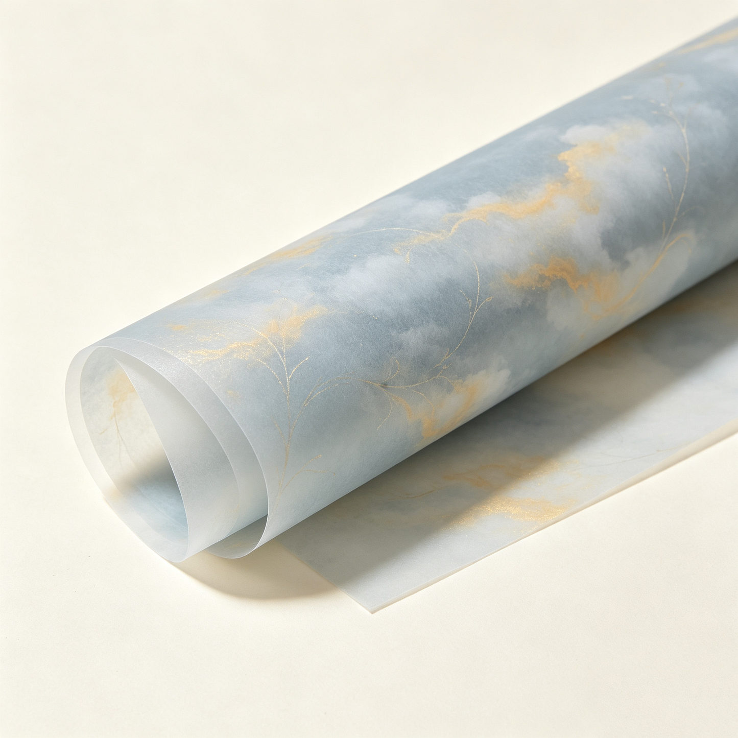 Sky Blue Cloud Gold Wrapping Paper